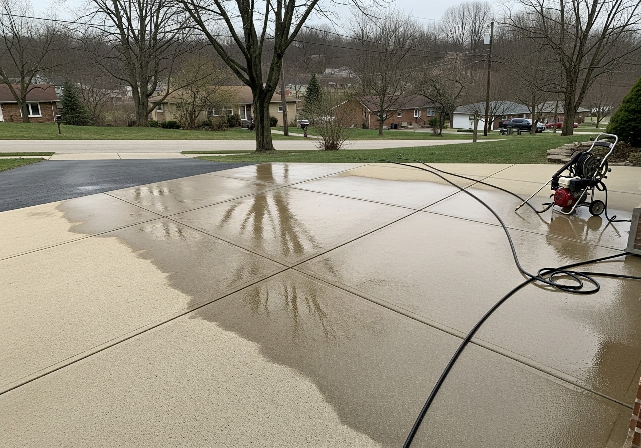 Cleaned residential driveway and patio in Allegheny County