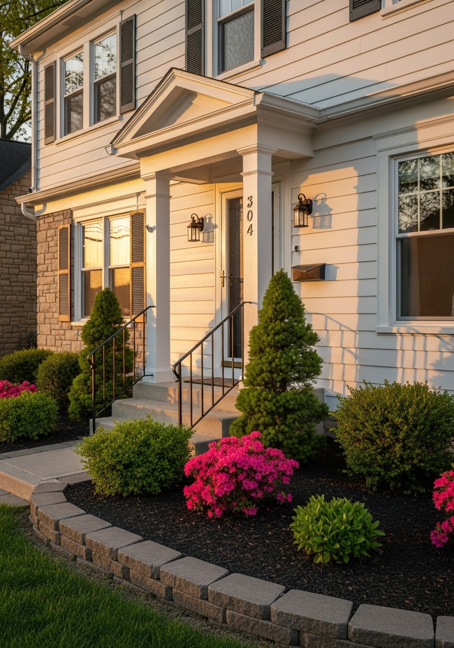 Portrait view of a Lawrence County home's exterior with classic residential features and mature landscaping.